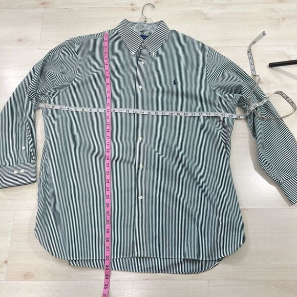 Ralph Lauren Purepress Classic Fit Shirt Button Down XL 18 34/35 Green Striped - Picture 6 of 9